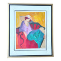 Impressive Hand-Signed Itzchak Tarkay Serigraph - Seated Lady in Purple - Limited Edition 75/350