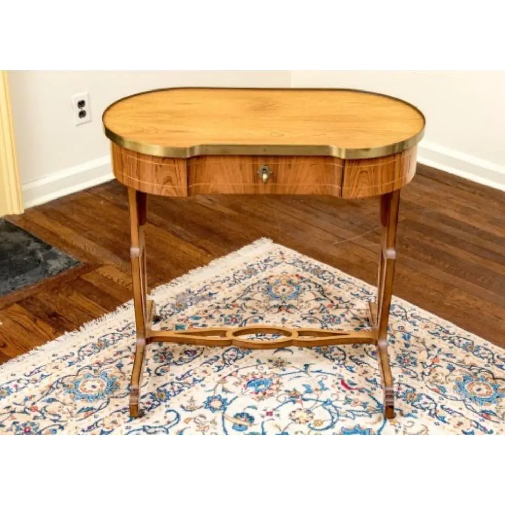 Mid-Century Baker Furniture Regency Rosewood Kidney Desk with Solid Brass Gallery Banding