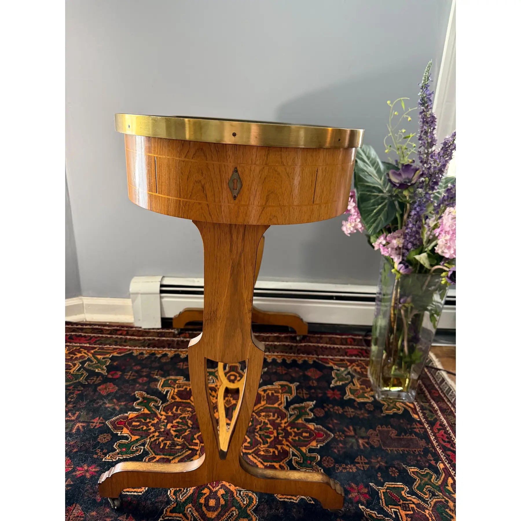 Mid-Century Baker Furniture Regency Rosewood Kidney Desk with Solid Brass Gallery Banding