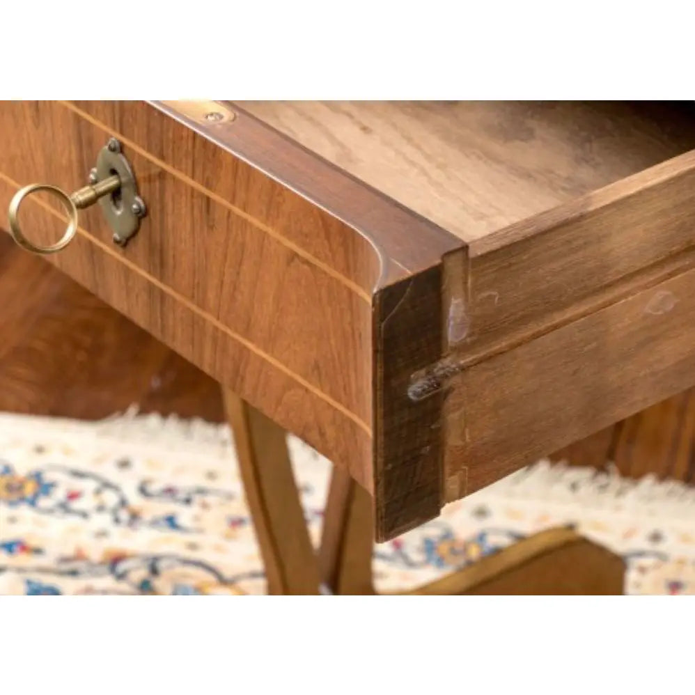 Mid-Century Baker Furniture Regency Rosewood Kidney Desk with Solid Brass Gallery Banding