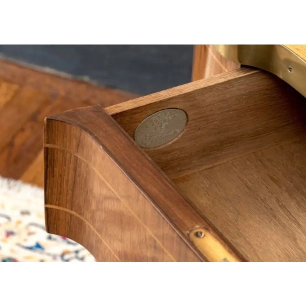 Mid-Century Baker Furniture Regency Rosewood Kidney Desk with Solid Brass Gallery Banding