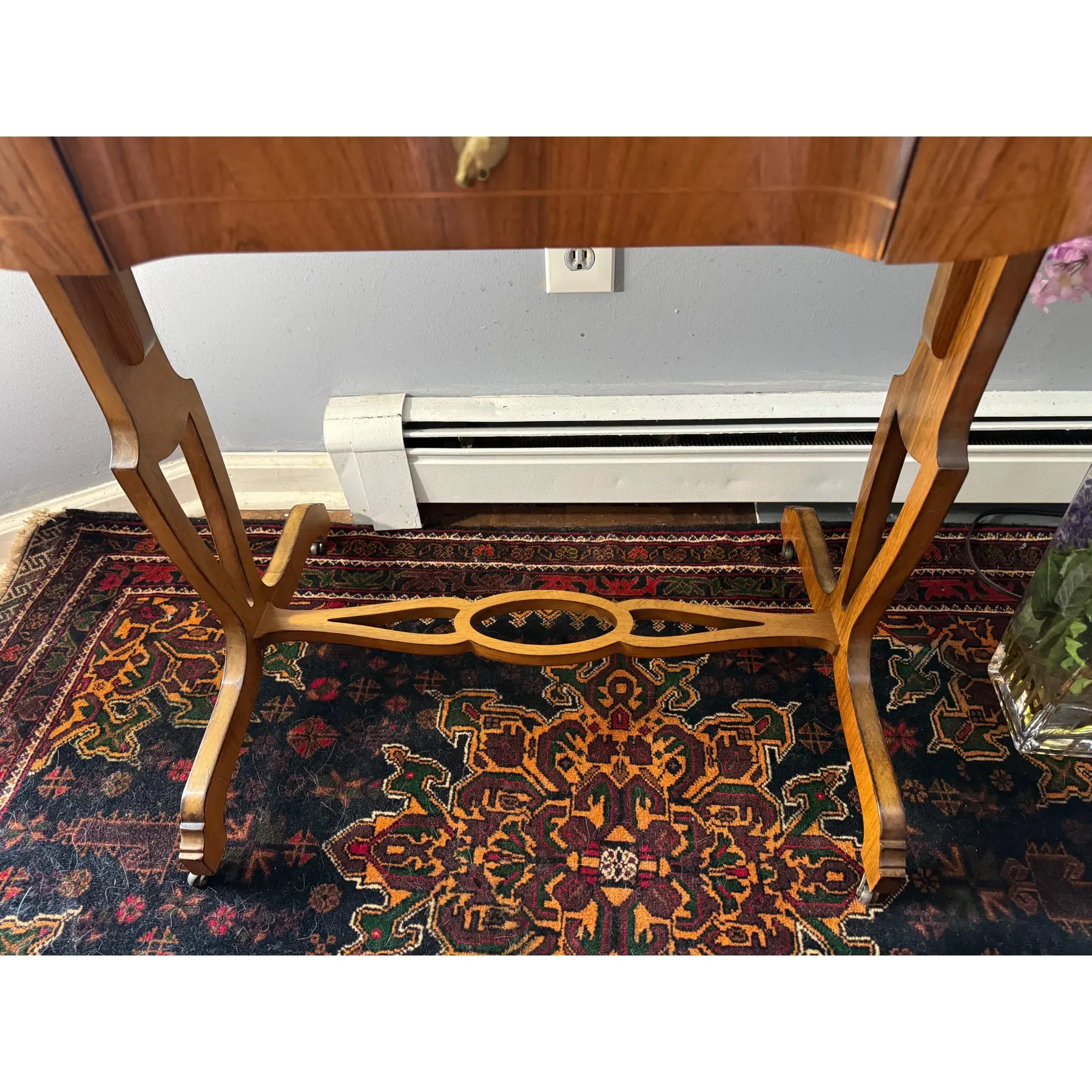Mid-Century Baker Furniture Regency Rosewood Kidney Desk with Solid Brass Gallery Banding