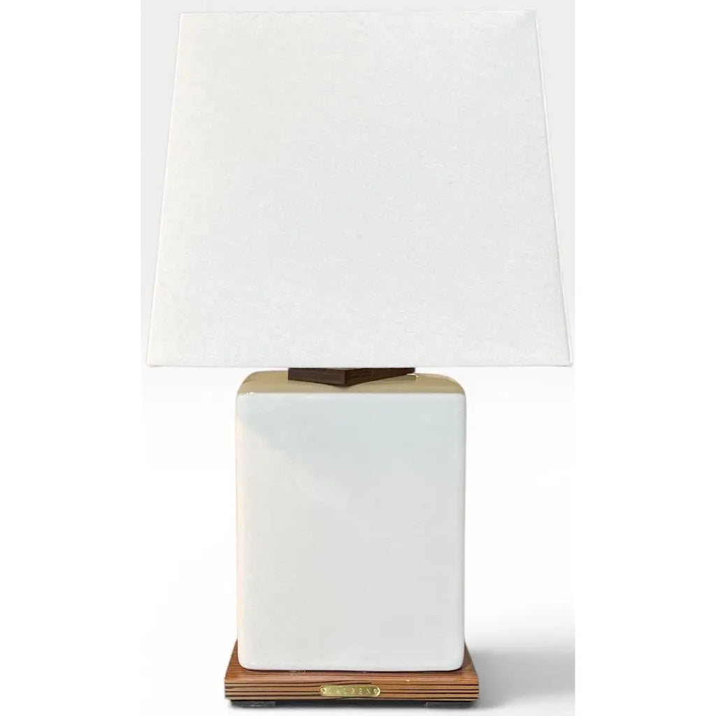 Vintage Lauren Ralph Lauren White Crackle Ceramic Square Table Lamp