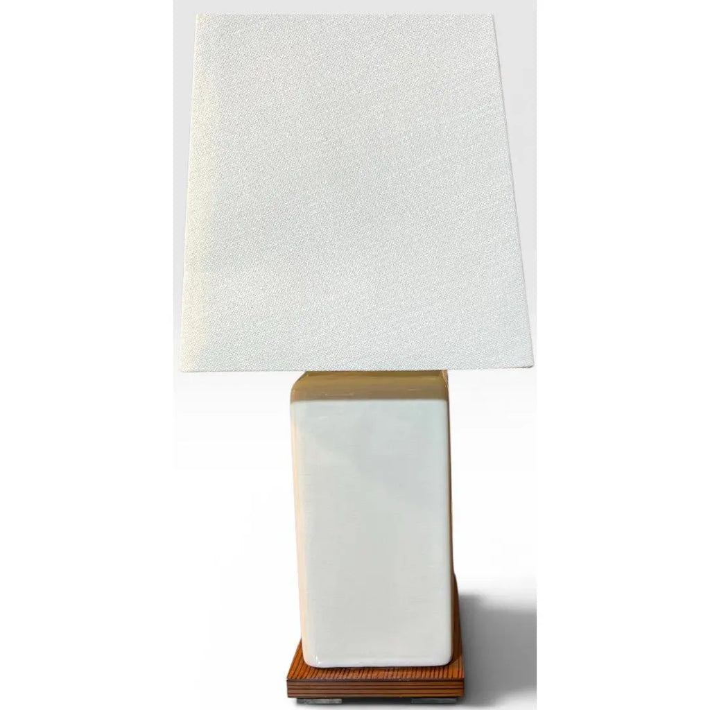 Vintage Lauren Ralph Lauren White Crackle Ceramic Square Table Lamp