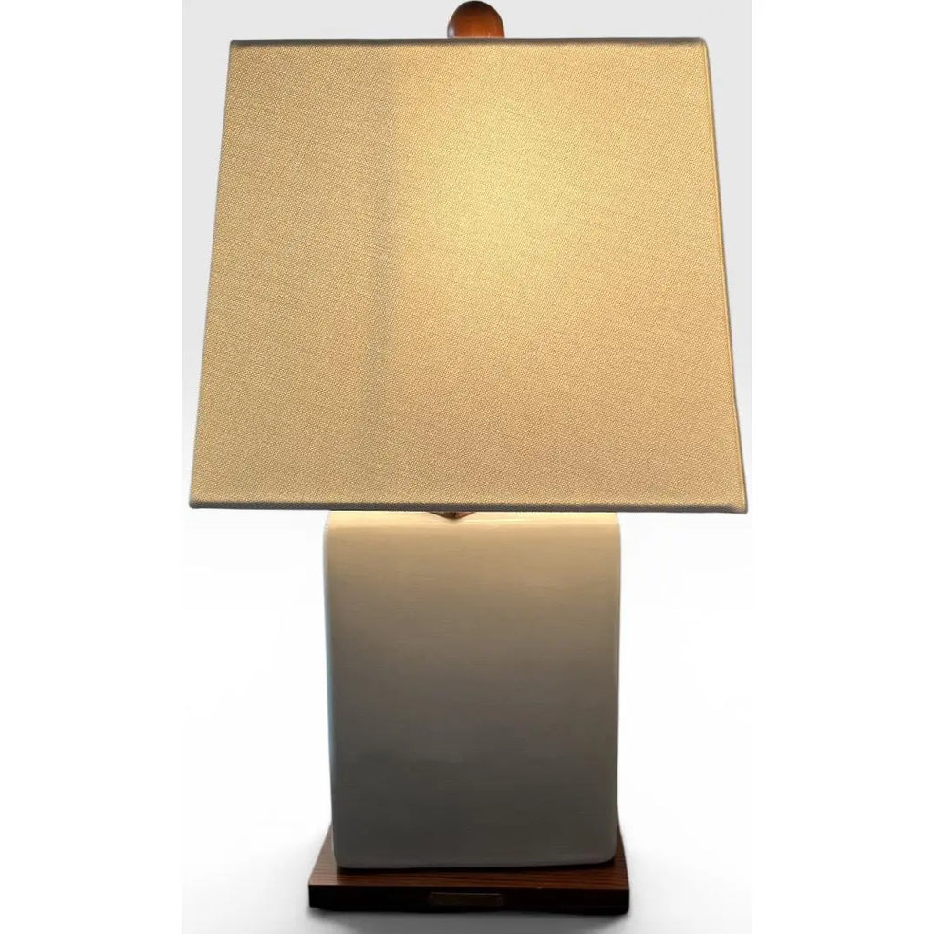 Vintage Lauren Ralph Lauren White Crackle Ceramic Square Table Lamp