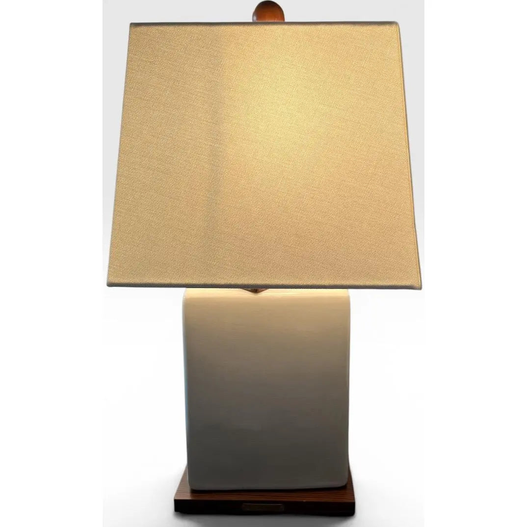 Vintage Lauren Ralph Lauren White Crackle Ceramic Square Table Lamp