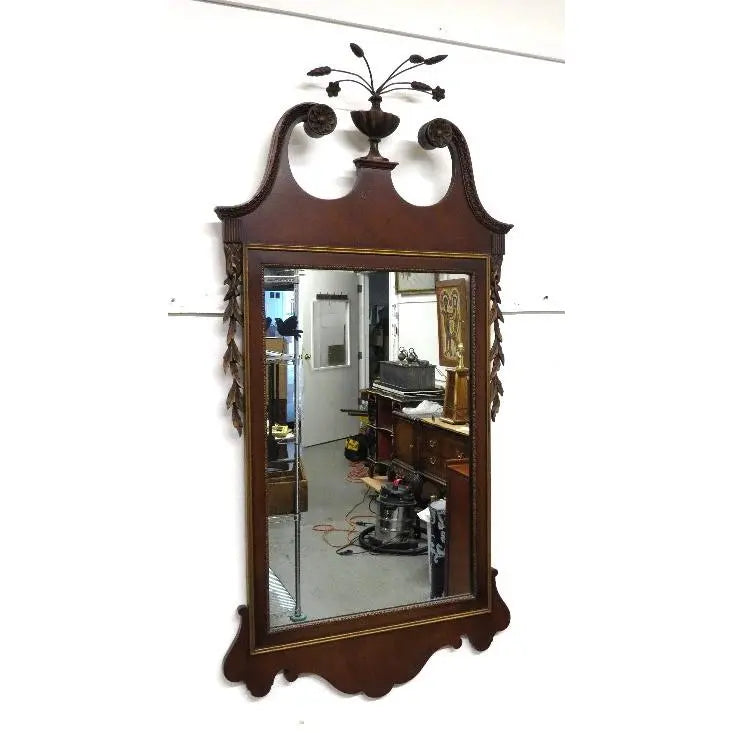 Large Federal Style Mahogany and Gilt Constitution Mirror with Urn and Wheat Finial