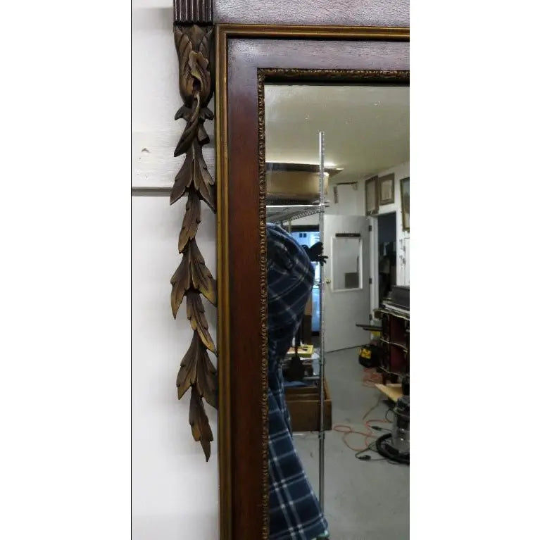 Large Federal Style Mahogany and Gilt Constitution Mirror with Urn and Wheat Finial