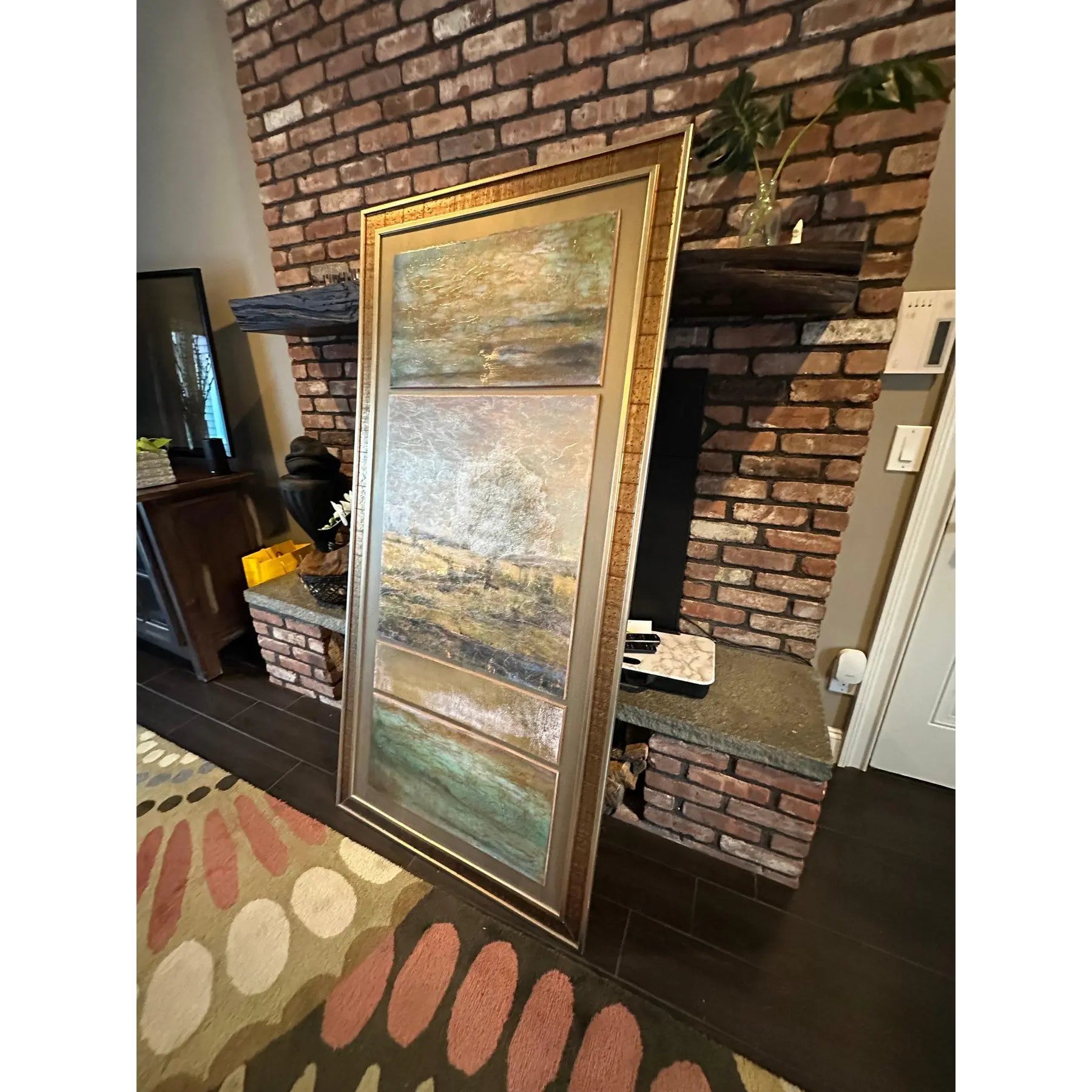 Monumental 69-Inch John-Richard Still Water Vertical Triptych - Textured Landscape Fine Art