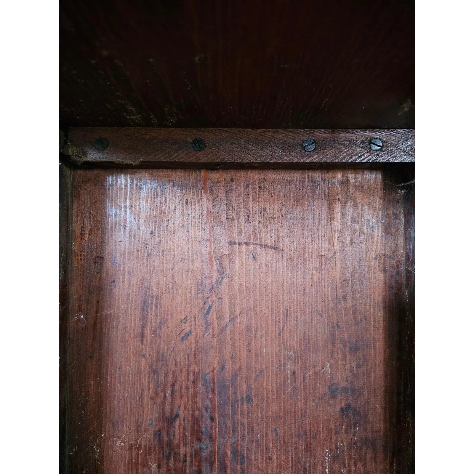Matched Pair Of Antique Nineteenth Century Primitive Country Pine High Back Settle Benches With Leather Backing And Cushions