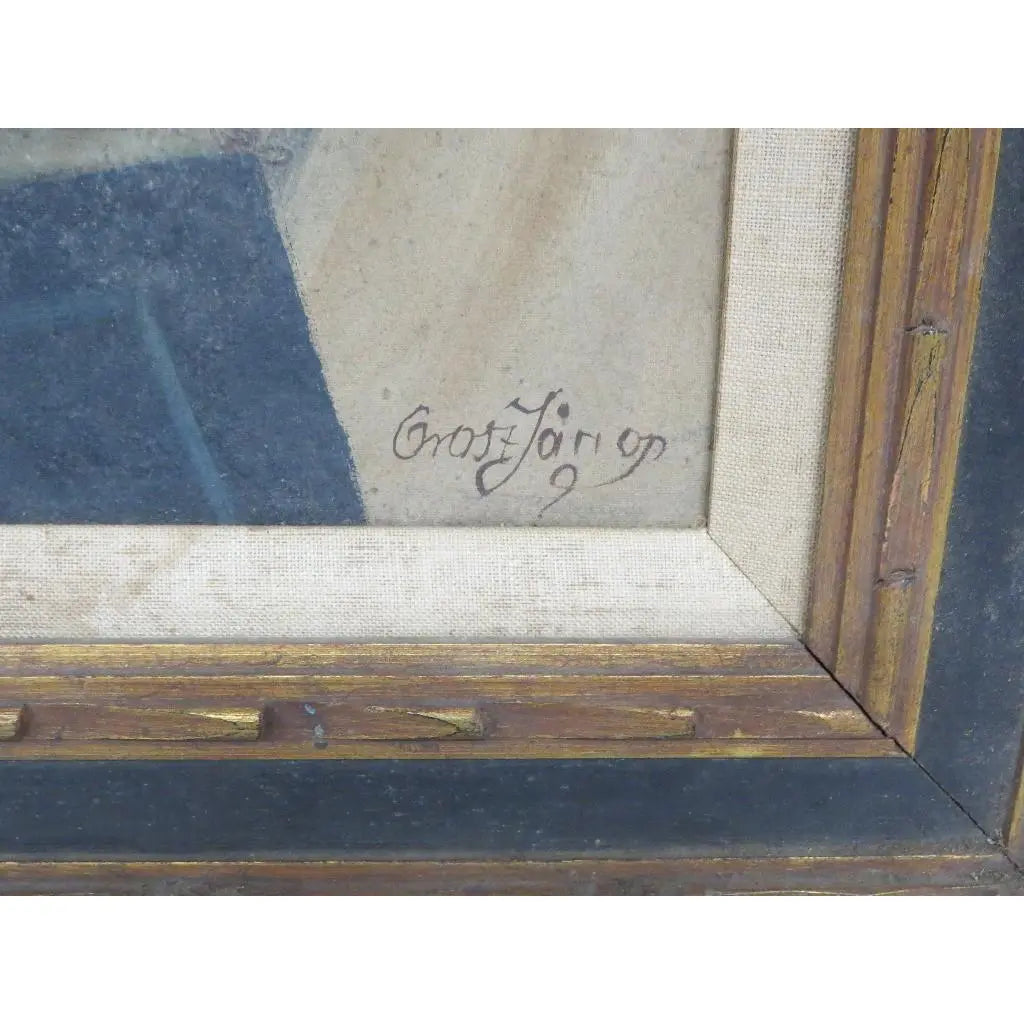 Mid-Century Signed Erling Jørgensen Oil Painting - "Rabbi in Study" Fine Judaica