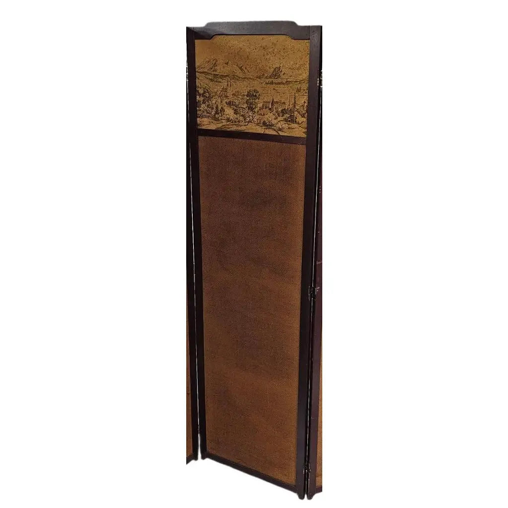 Antique French Provincial Four-Panel Tapestry Floor Screen and Room Divider