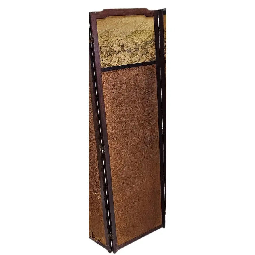 Antique French Provincial Four-Panel Tapestry Floor Screen and Room Divider