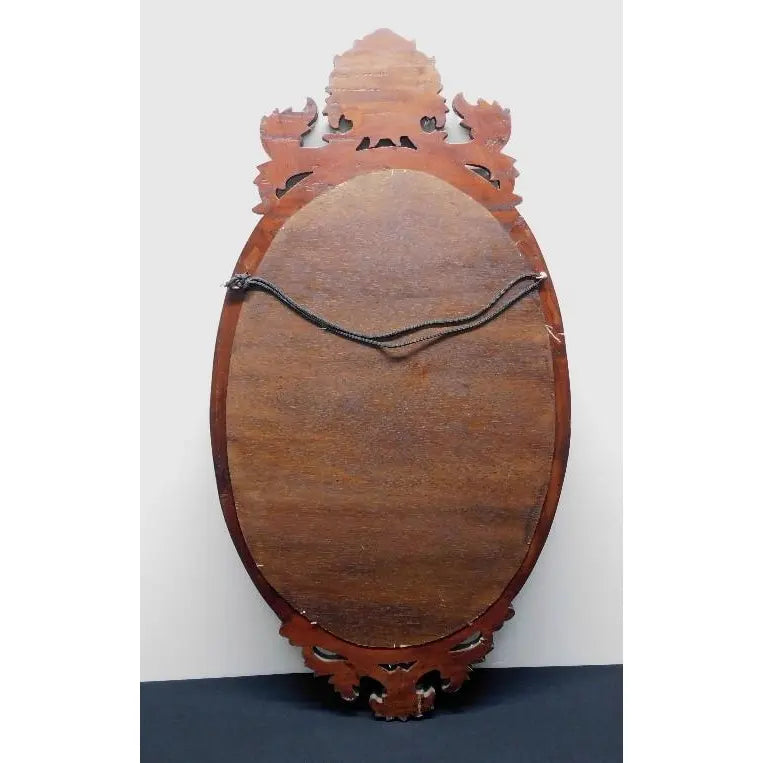 Antique Victorian Solid Mahogany Wall Mirror - 19th Century Rococo Revival - Hand-Carved Beveled Glass