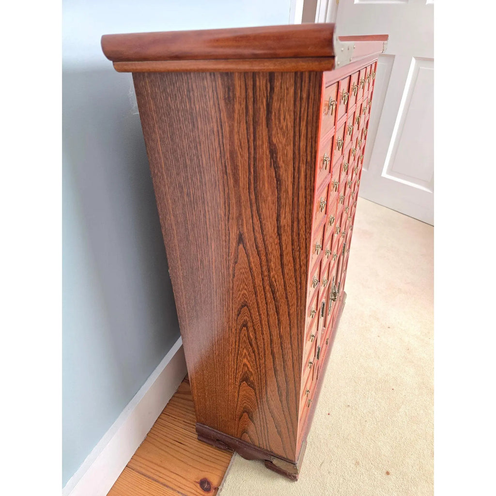 Vintage 45-Drawer Chinese Apothecary Chest - Solid Elm Yumu Herb Cabinet - Pagoda Top
