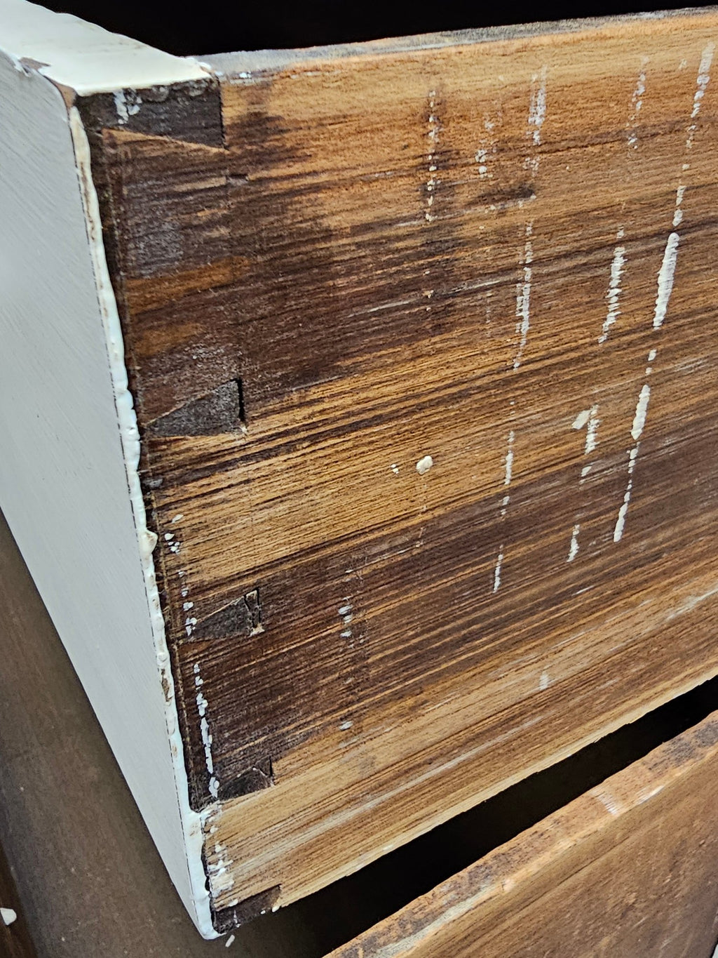 Early-Nineteenth-Century Antique White-Painted Chest Of Drawers With Federal Brass Pulls