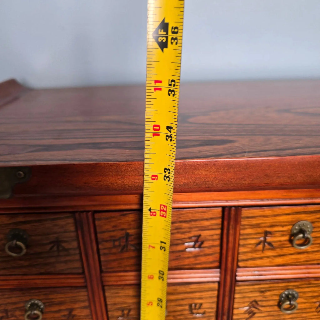Vintage 45-Drawer Chinese Apothecary Chest - Solid Elm Yumu Herb Cabinet - Pagoda Top