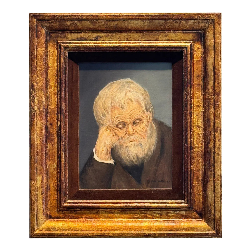 1967 Signed Original Clifton Hofa Oil Portrait – "Contemplating Time"