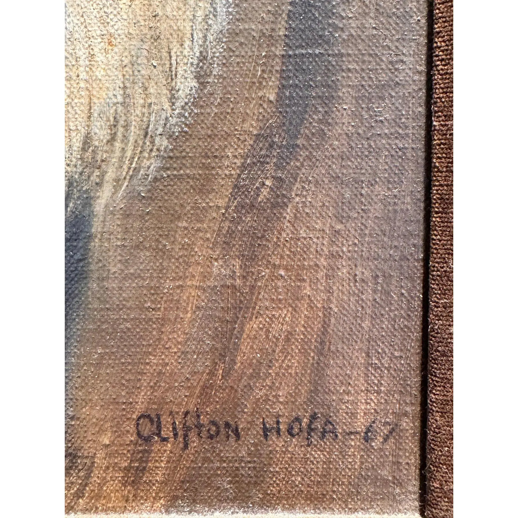 1967 Signed Original Clifton Hofa Oil Portrait – "Contemplating Time"
