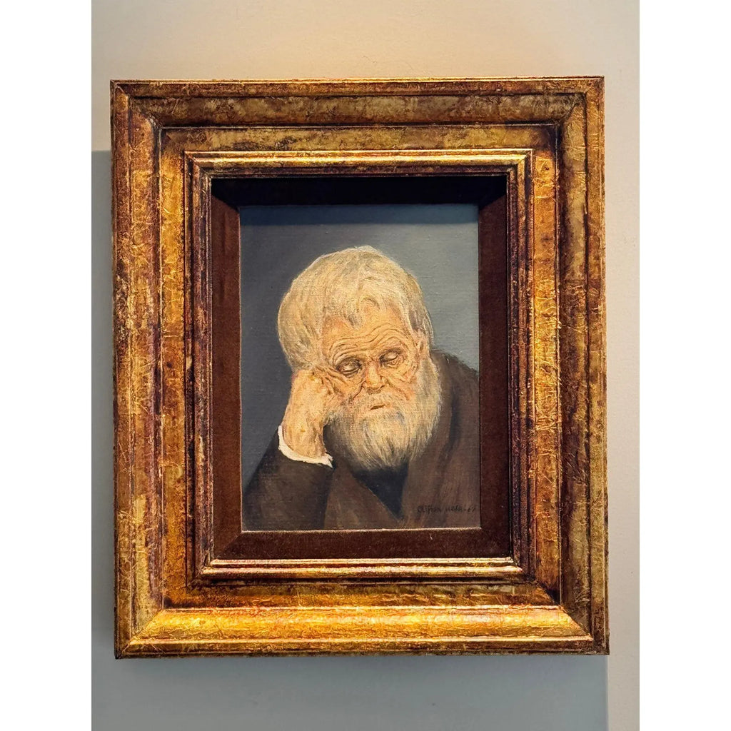 1967 Signed Original Clifton Hofa Oil Portrait – "Contemplating Time"