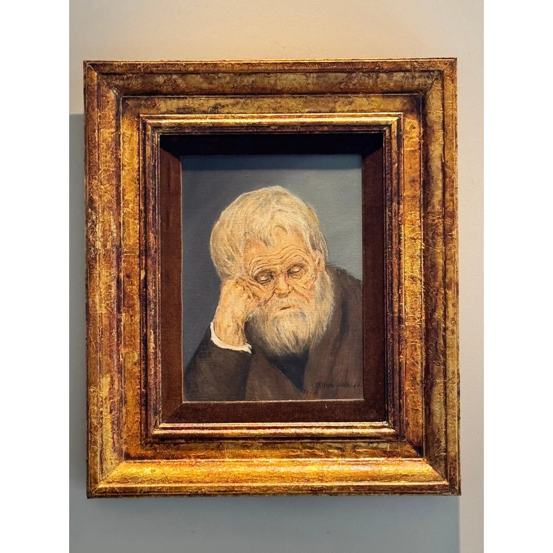 1967 Signed Original Clifton Hofa Oil Portrait – "Contemplating Time"