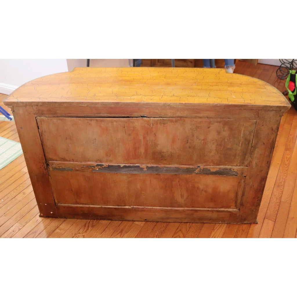 Large Hand-Painted Neoclassical Demilune Console Cabinet, Louis XVI Style, Floral Medallion