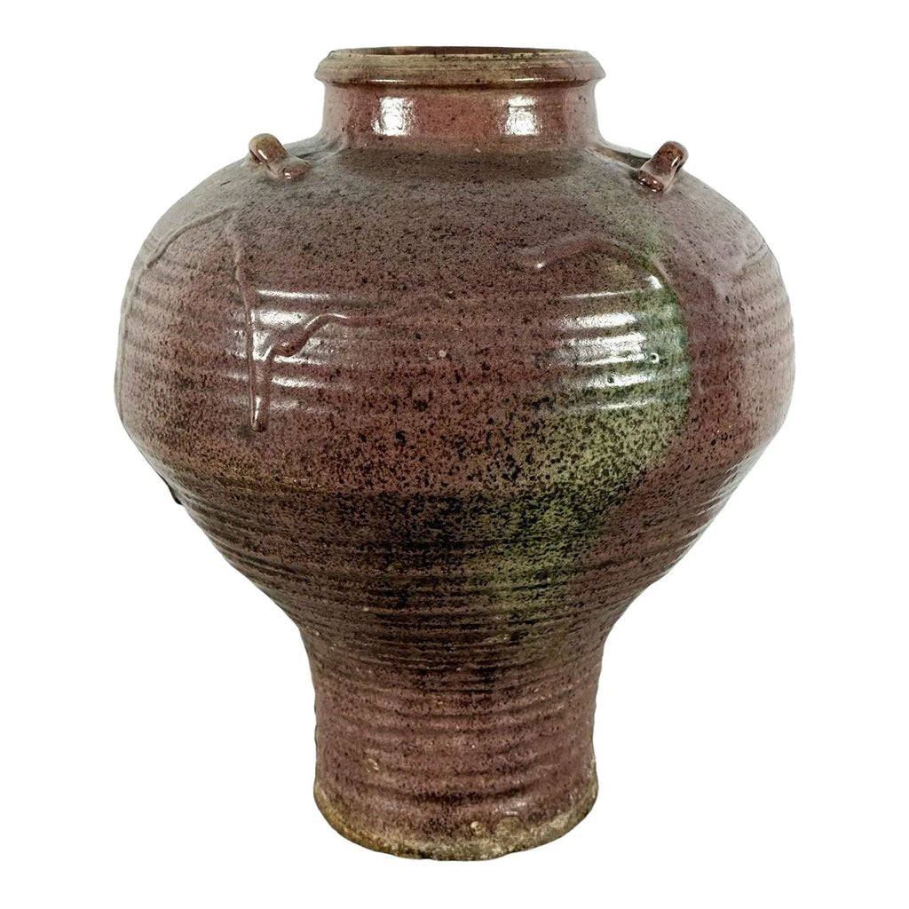 Large 19th Century Antique Chinese Martaban Storage Jar - "Frogskin" Ash Glaze Stoneware