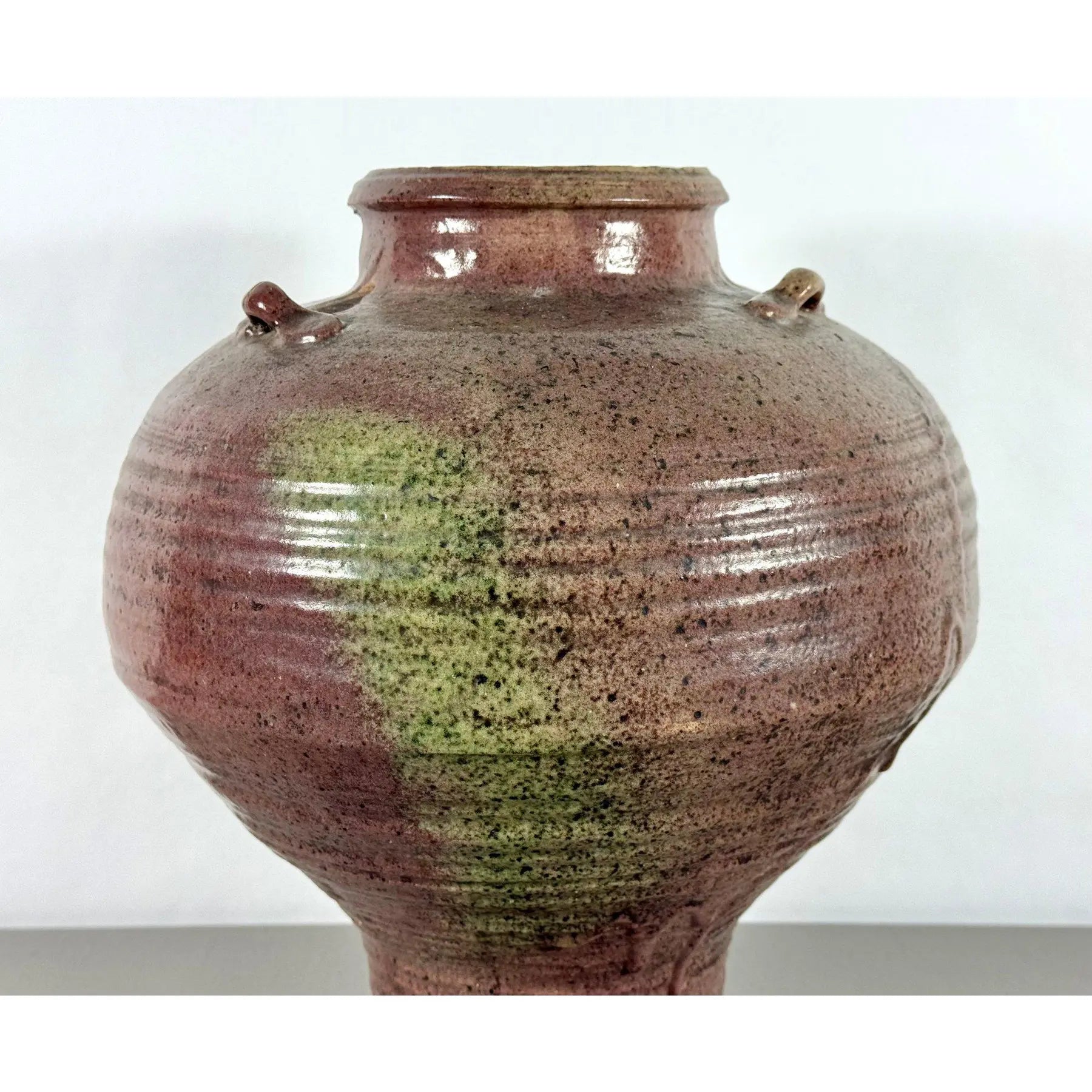 Large 19th Century Antique Chinese Martaban Storage Jar - "Frogskin" Ash Glaze Stoneware