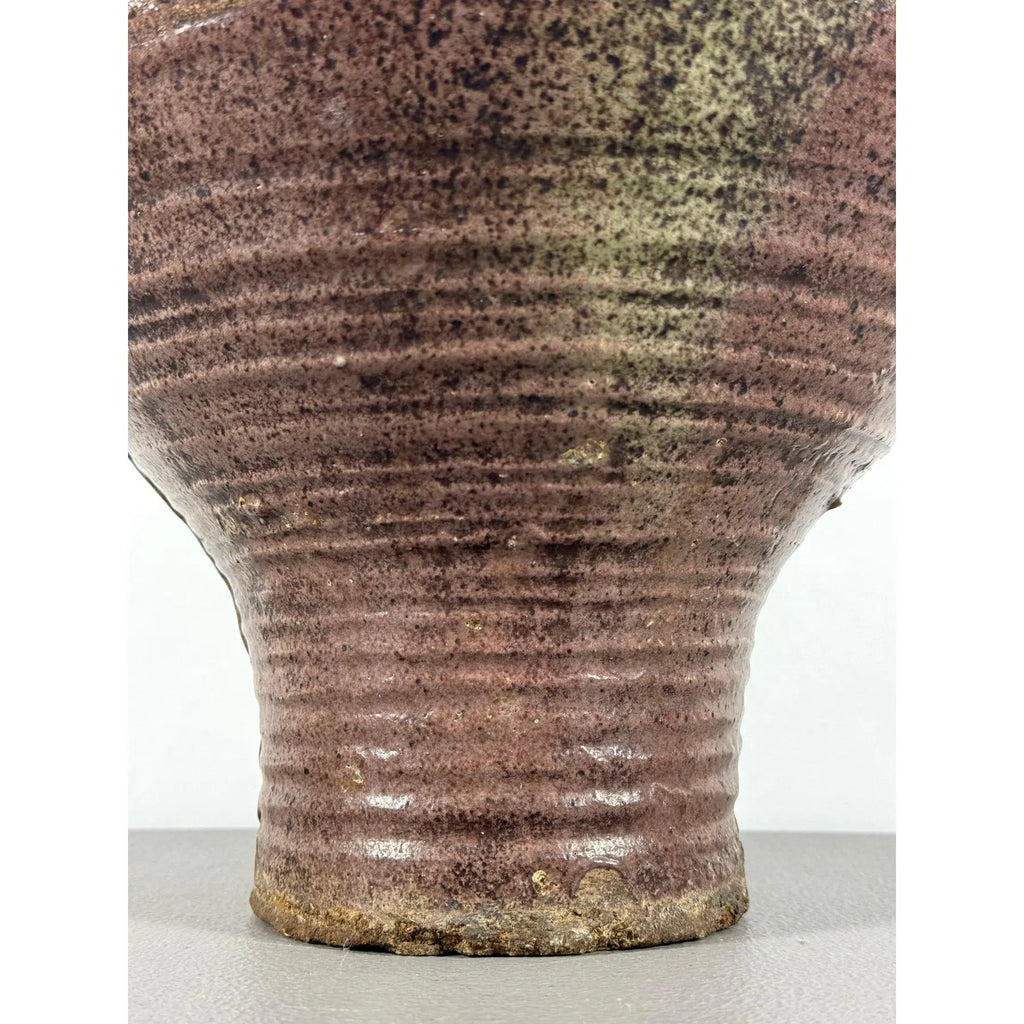 Large 19th Century Antique Chinese Martaban Storage Jar - "Frogskin" Ash Glaze Stoneware