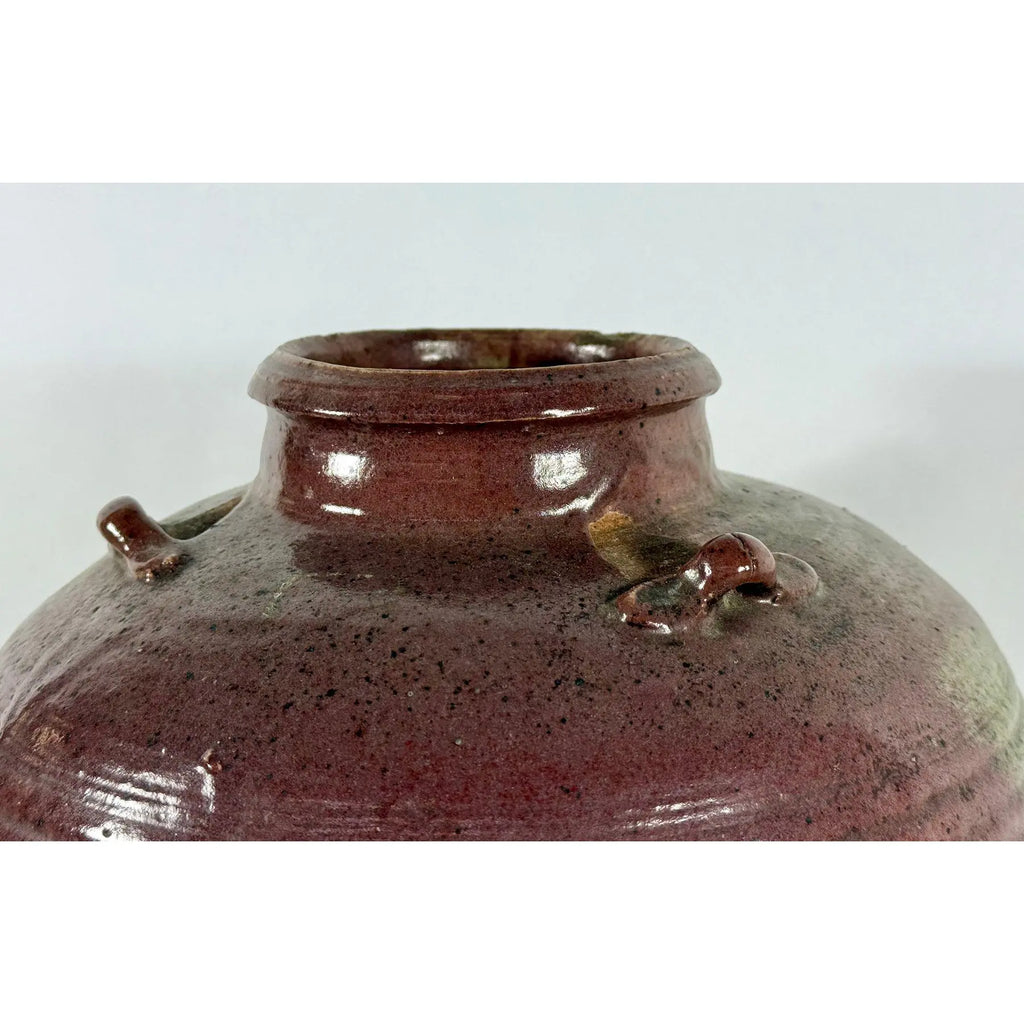 Large 19th Century Antique Chinese Martaban Storage Jar - "Frogskin" Ash Glaze Stoneware