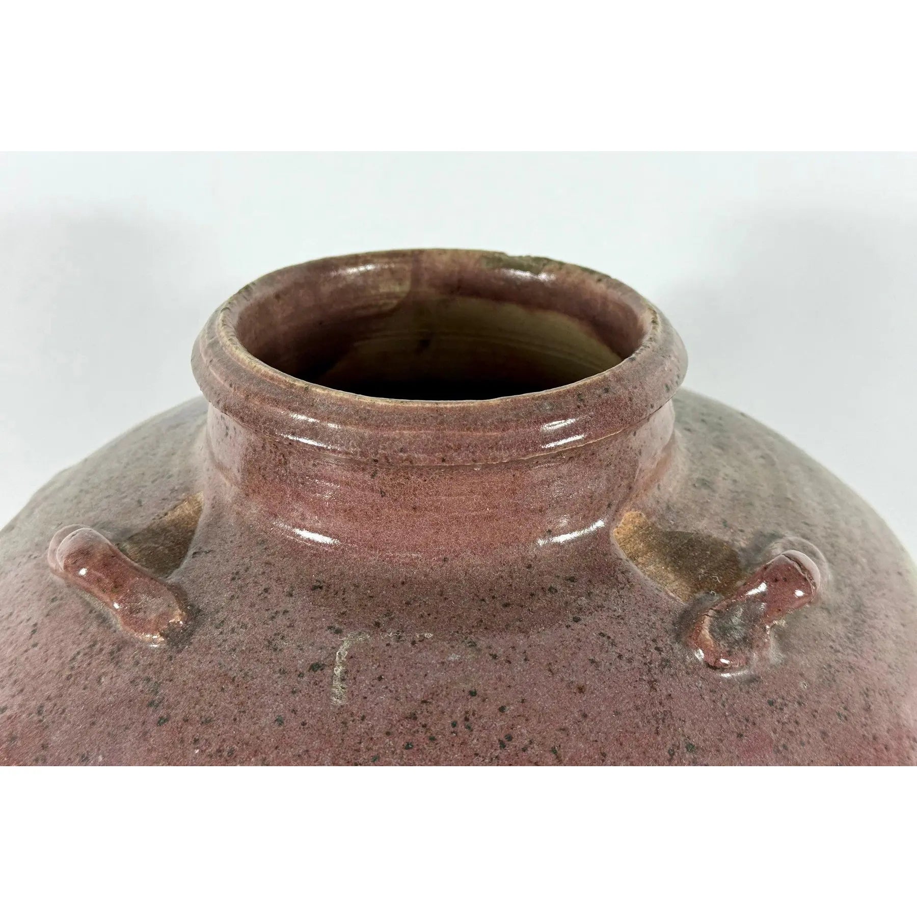 Large 19th Century Antique Chinese Martaban Storage Jar - "Frogskin" Ash Glaze Stoneware