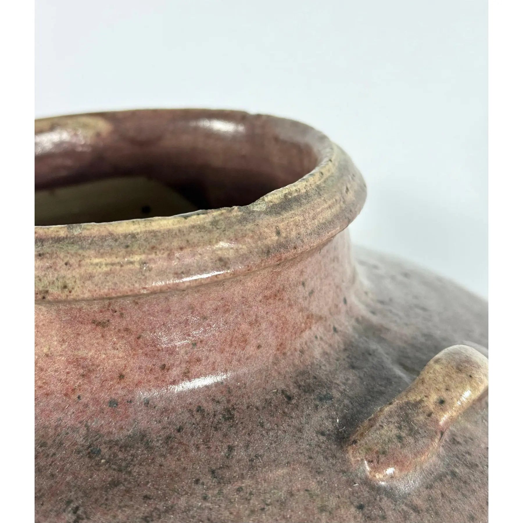 Large 19th Century Antique Chinese Martaban Storage Jar - "Frogskin" Ash Glaze Stoneware