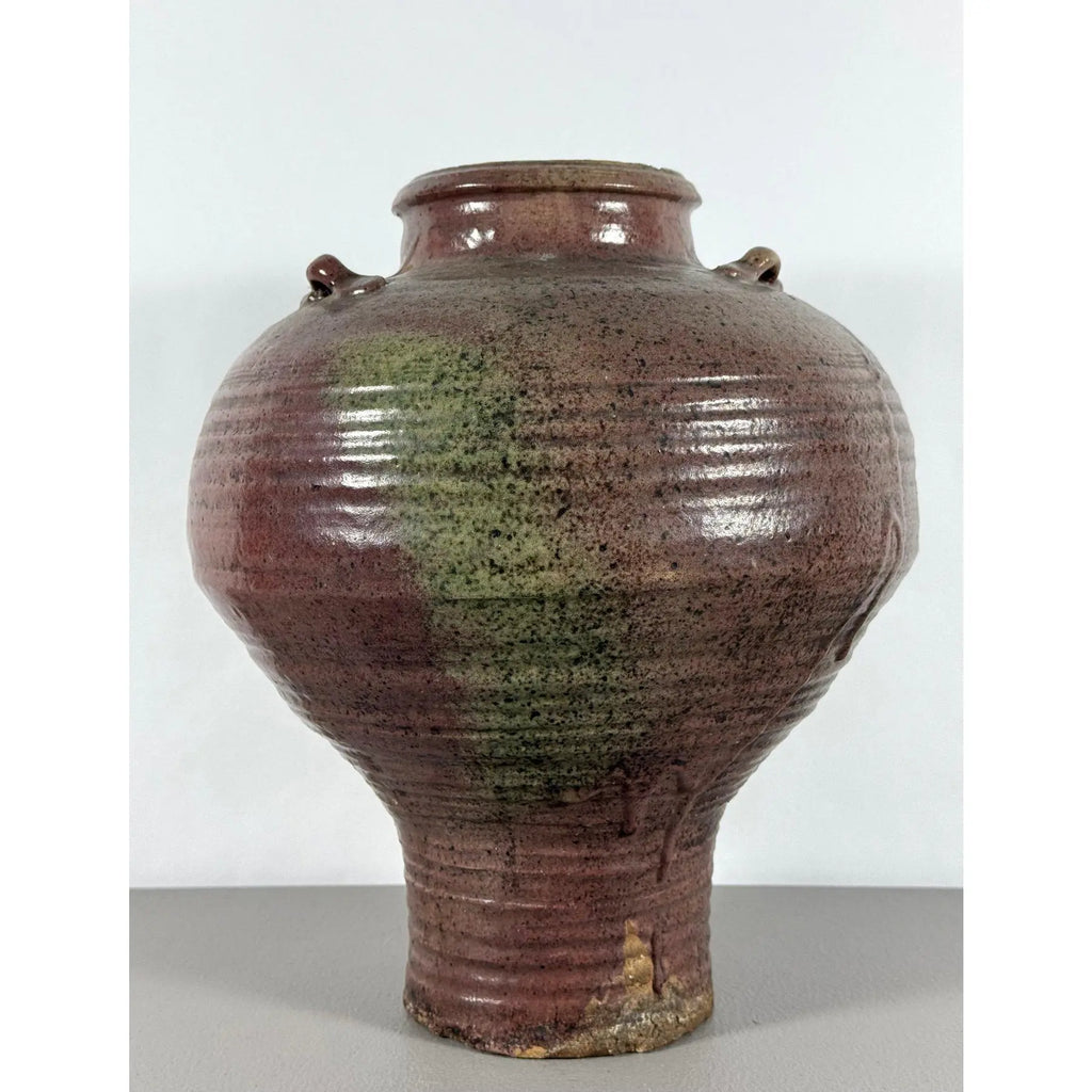 Large 19th Century Antique Chinese Martaban Storage Jar - "Frogskin" Ash Glaze Stoneware