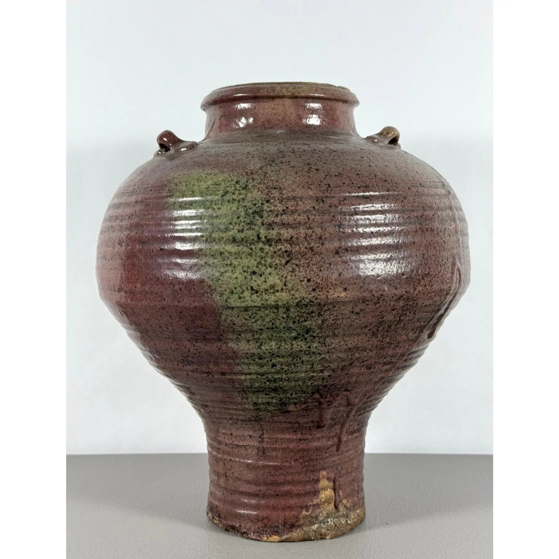 Large 19th Century Antique Chinese Martaban Storage Jar - "Frogskin" Ash Glaze Stoneware