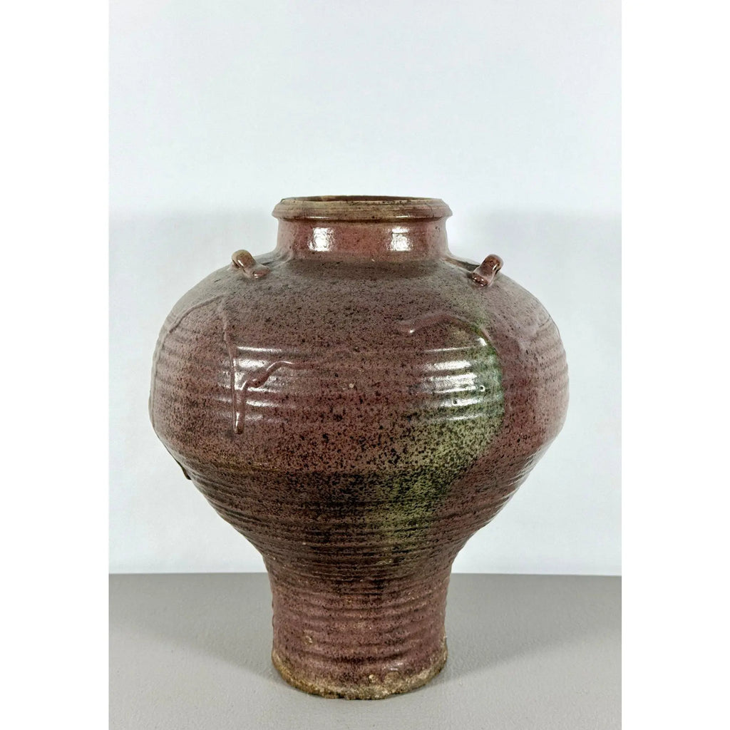 Large 19th Century Antique Chinese Martaban Storage Jar - "Frogskin" Ash Glaze Stoneware