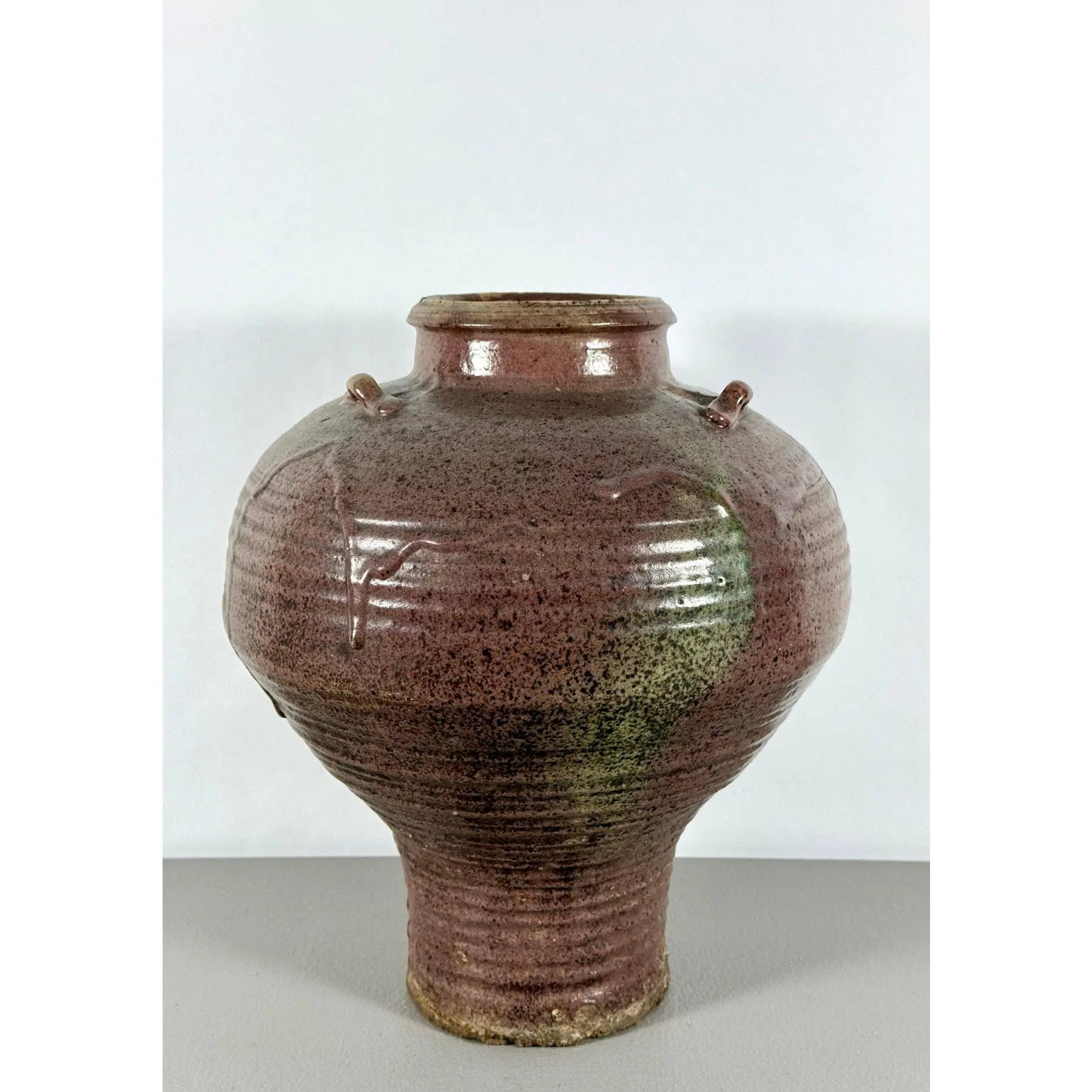 Large 19th Century Antique Chinese Martaban Storage Jar - "Frogskin" Ash Glaze Stoneware