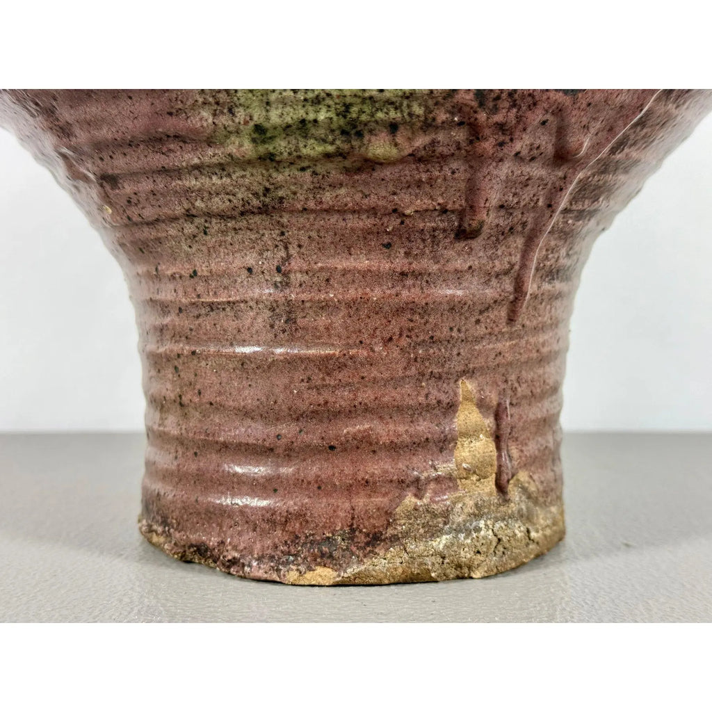 Large 19th Century Antique Chinese Martaban Storage Jar - "Frogskin" Ash Glaze Stoneware