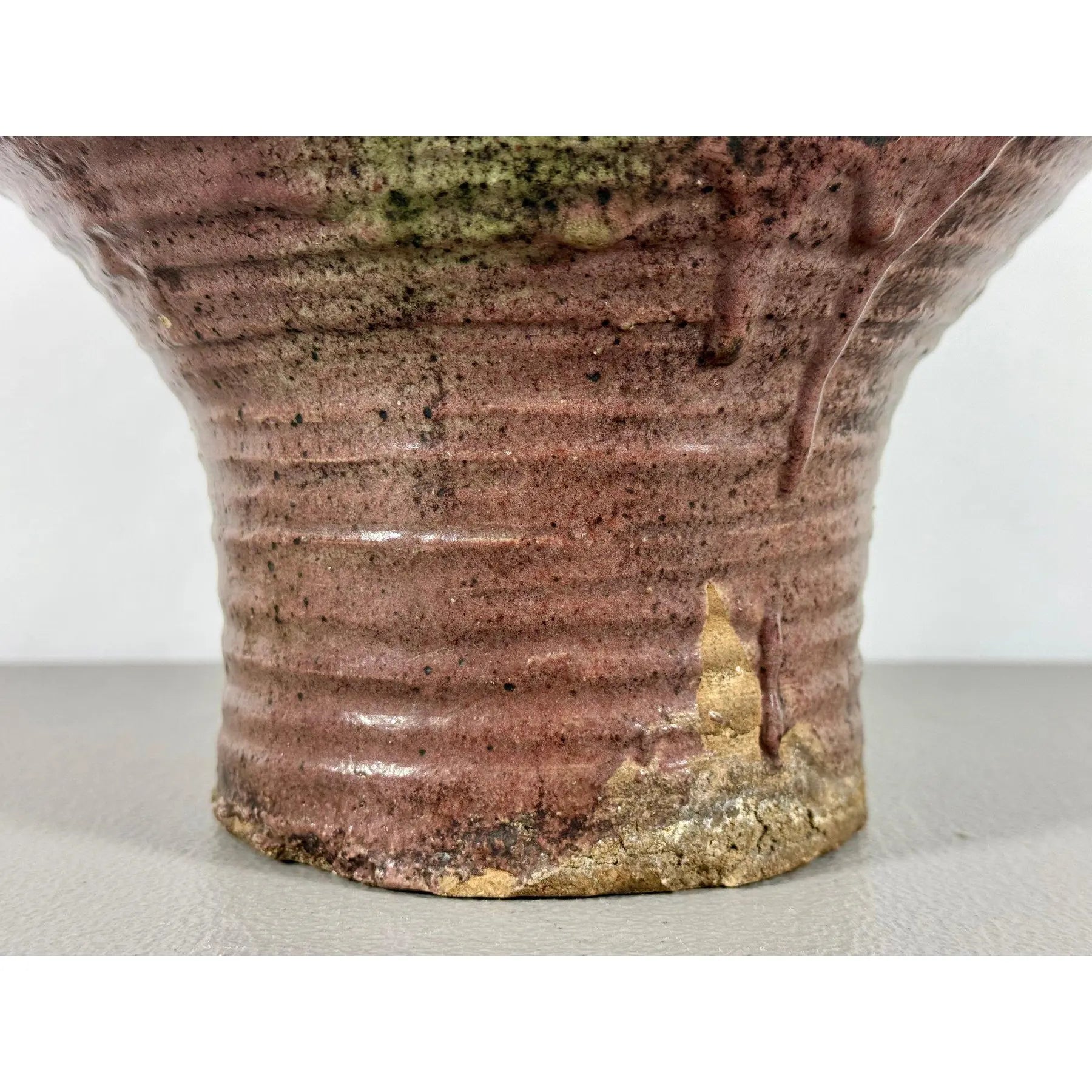 Large 19th Century Antique Chinese Martaban Storage Jar - "Frogskin" Ash Glaze Stoneware
