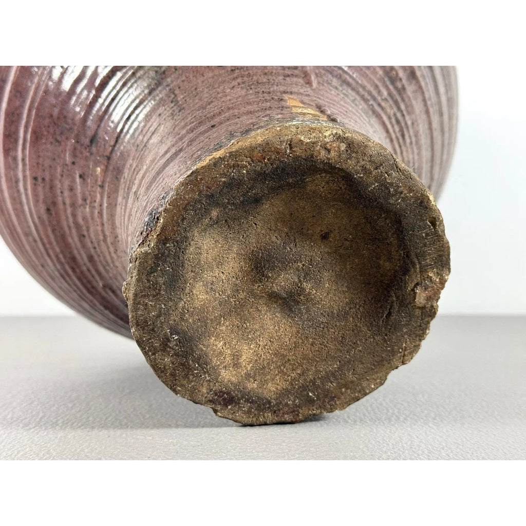 Large 19th Century Antique Chinese Martaban Storage Jar - "Frogskin" Ash Glaze Stoneware