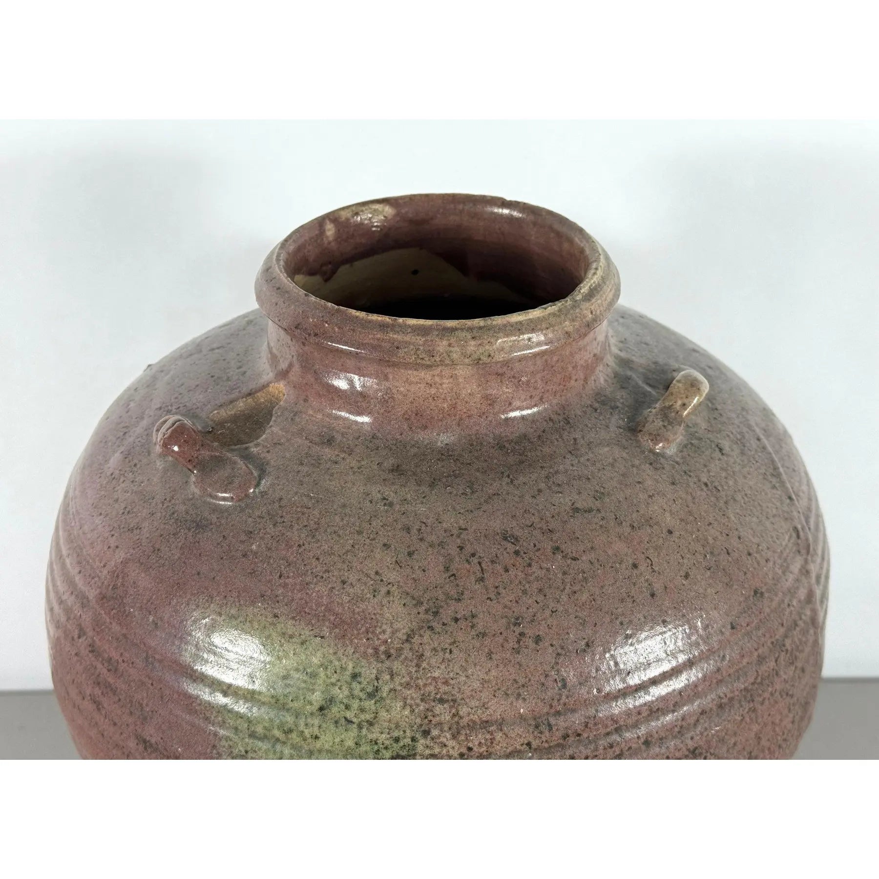 Large 19th Century Antique Chinese Martaban Storage Jar - "Frogskin" Ash Glaze Stoneware