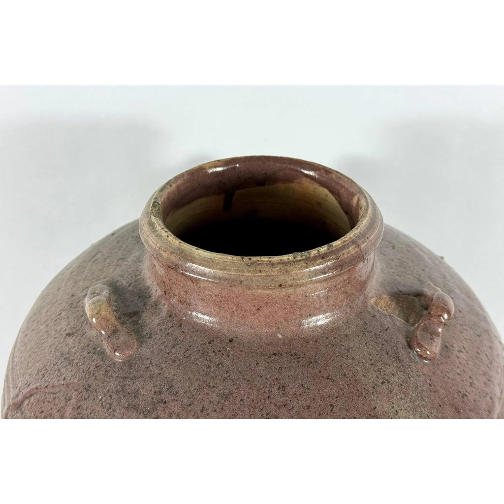 Large 19th Century Antique Chinese Martaban Storage Jar - "Frogskin" Ash Glaze Stoneware
