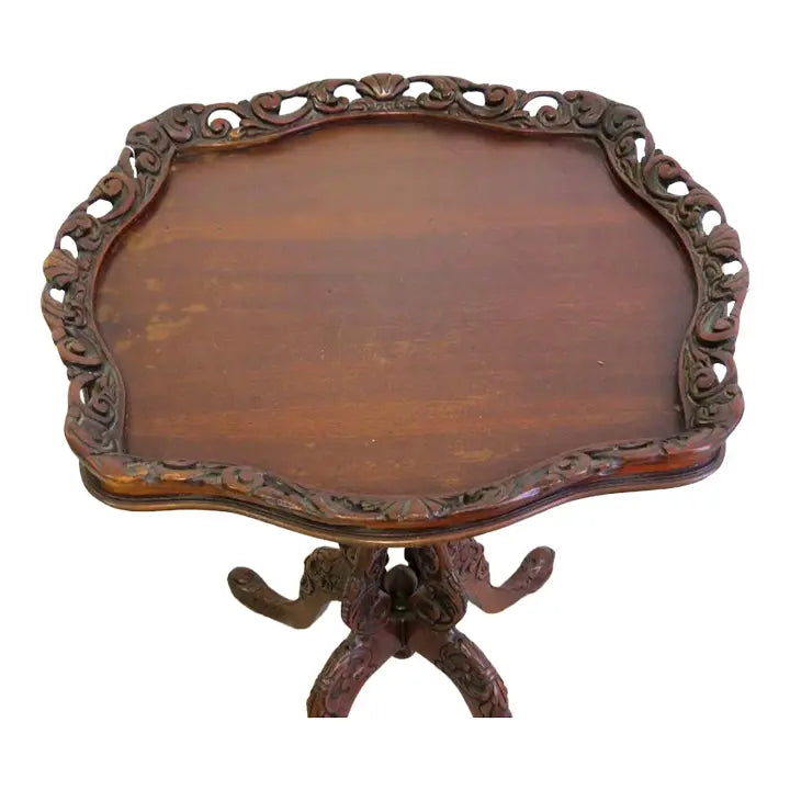 Antique Rococo Revival Carved Mahogany Occasional Table Flint and Horner Manner