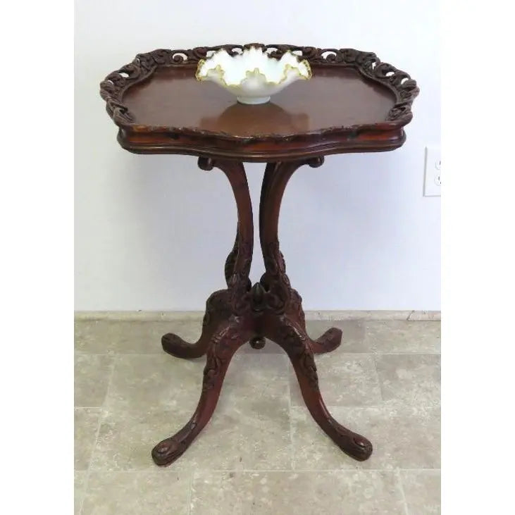 Antique Rococo Revival Carved Mahogany Occasional Table Flint and Horner Manner
