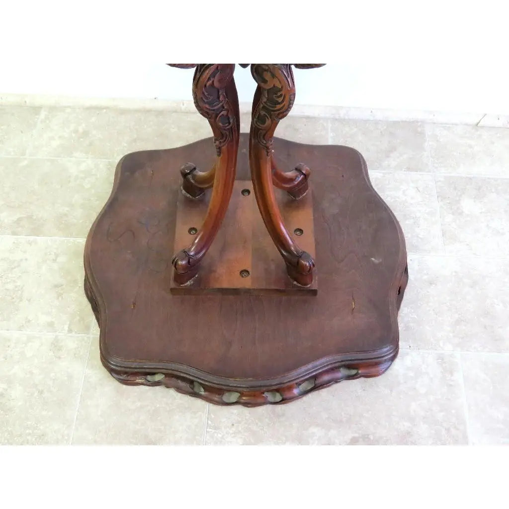 Antique Rococo Revival Carved Mahogany Occasional Table Flint and Horner Manner
