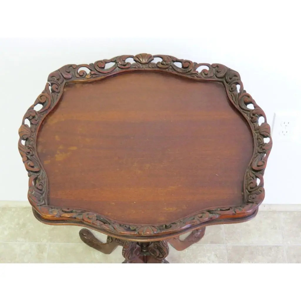 Antique Rococo Revival Carved Mahogany Occasional Table Flint and Horner Manner