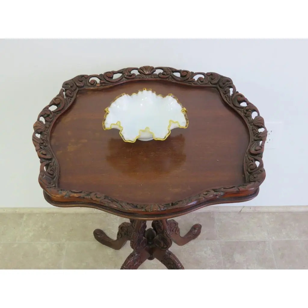 Antique Rococo Revival Carved Mahogany Occasional Table Flint and Horner Manner