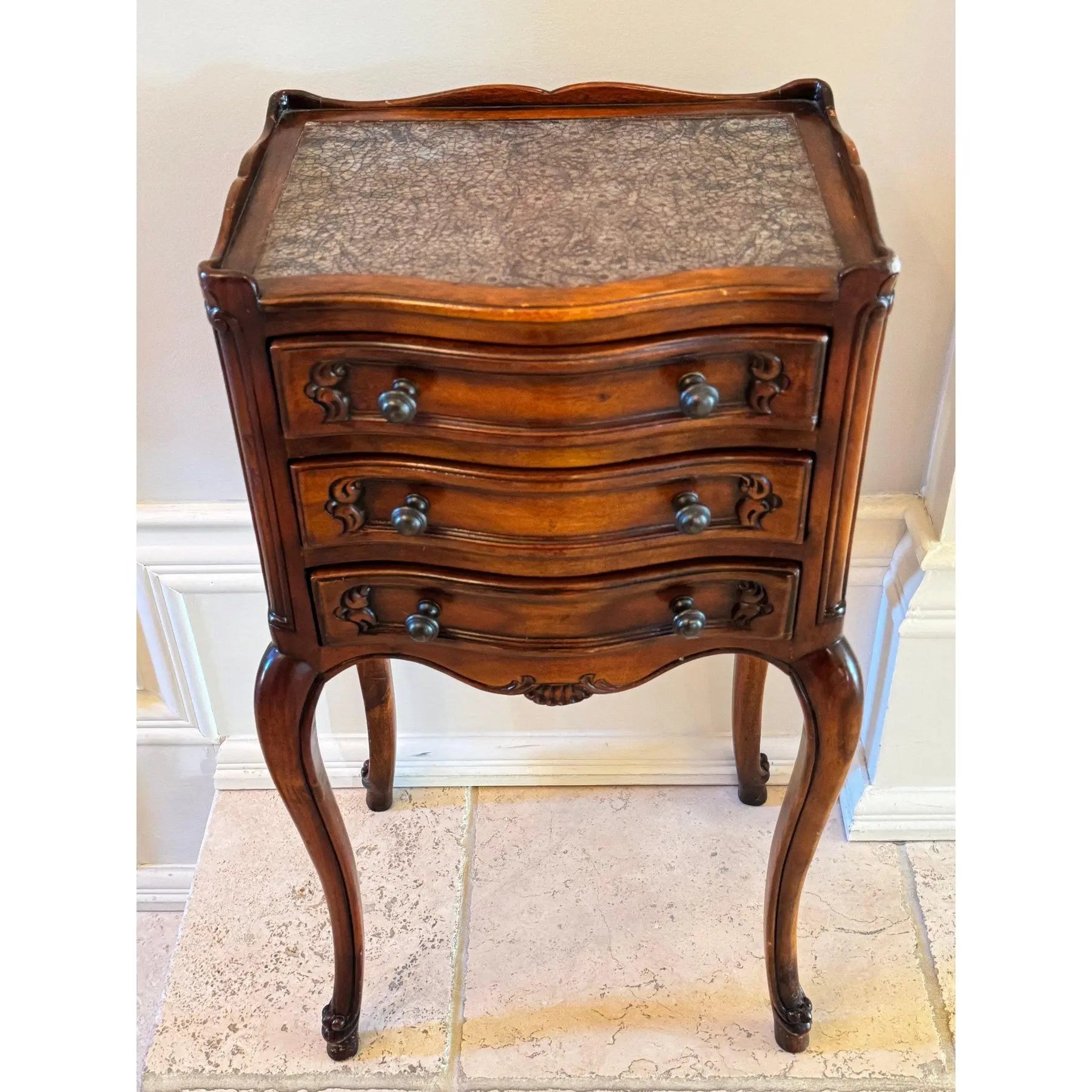 Theodore Alexander Petite Louis XVI Side Table with Faux Book Trompe l'Oeil Panels