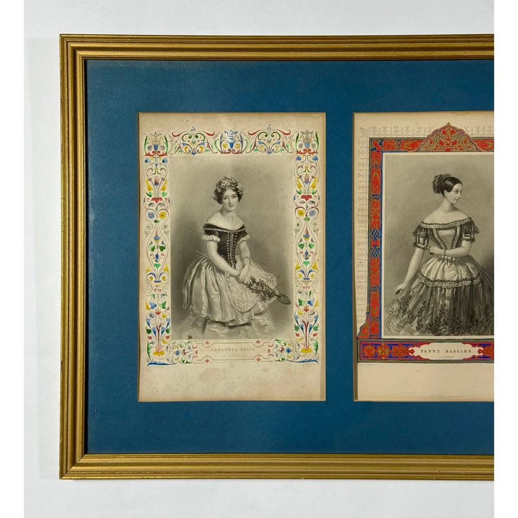 Antique 1845 Hand-Colored Ballet Triptych - "Beauties of the Opera"
