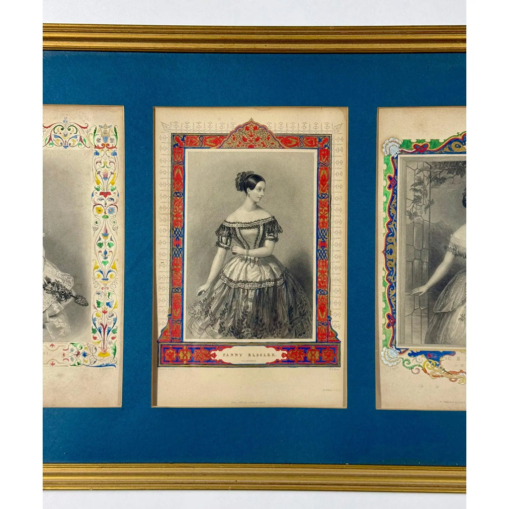 Antique 1845 Hand-Colored Ballet Triptych - "Beauties of the Opera"