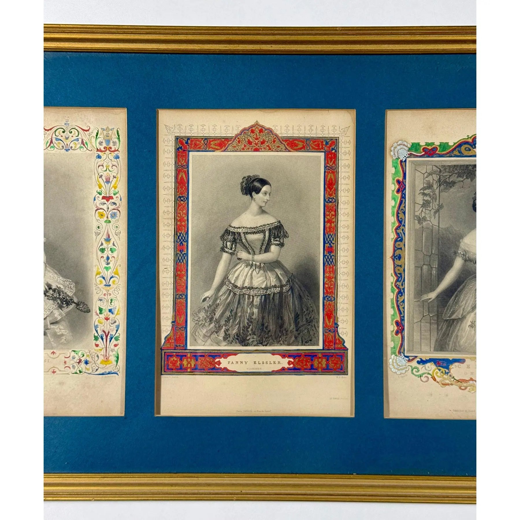 Antique 1845 Hand-Colored Ballet Triptych - "Beauties of the Opera"
